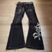Women's Clothing Retro Embroidery Heavy Work Hot Girl Punk Washed Black Straight Flared Jeans For Women And Men_mkmklike.com