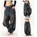 Men's Clothing Black Tie-Dye Wide-Leg Jeans – Vintage Washed & Distressed Denim (Unisex, Oversized, High-Waisted, No-Stretch, Streetwear Essential)_mkmklike.com