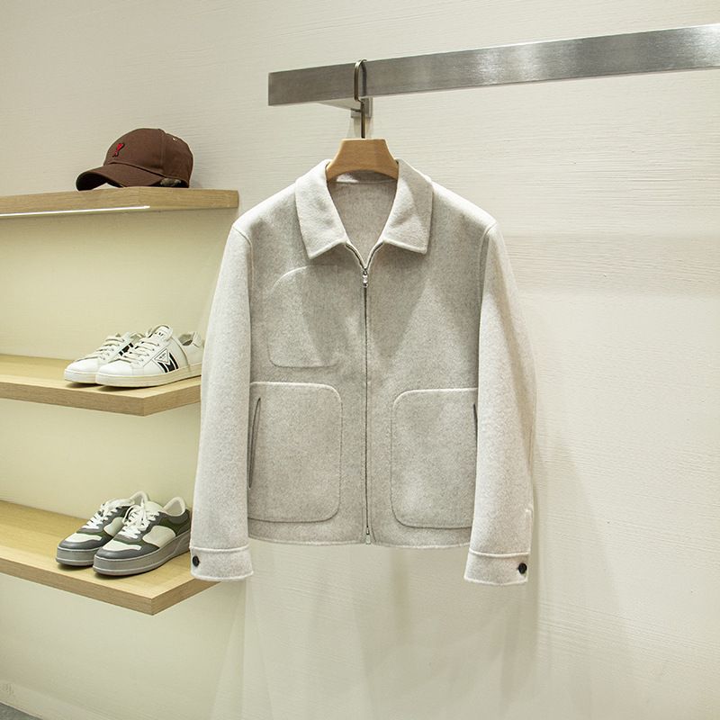 ZZ Version Elegant Old Money Style! High-End Woolen Fabric Spring And Autumn Men's Turn-Down Collar Solid Color Business_mkmklike.com