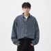 Men's Clothing Retro Washed Denim Striped Long Sleeved Shirt Spring Style Back Stitching Design Loose Casual Shirt_mkmklike.com