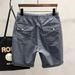 Men's Ice Silk Thin Denim Shorts Summer Loose Casual Khaki Outer Wear Elastic Waist Stretch_mkmklike.com