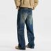 Nordmann European And American High Street Vibes Retro Washed Distressed Jeans For Men With Scratched Watermark Design Sense_mkmklike.com