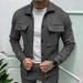 2025 Autumn European And American Men's Fashion Solid Color Button Pocket Long Sleeve Fleece Lined Simple Casual Jacket_mkmklike.com