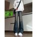 American Style Blue Micro Flared Jeans Men's Summer Street Vibe Narrow Straight Leg High Waist Slimming Pants_mkmklike.com
