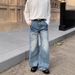Men's Flared Jeans Summer Loose Casual Straight Leg Trousers Vintage American Retro Style Floor Length_mkmklike.com