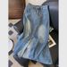 Women's Clothing A Line Denim Skirt For Women Summer New Mid Length Hot Girl Slit Straight Hip Skirt_mkmklike.com