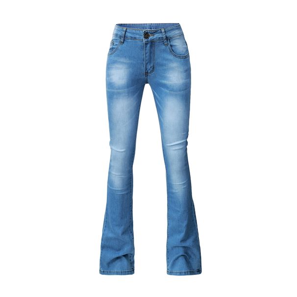 K Women's Jeans, Slim-fit Stretch Flare Pants, Solid-colored Denim Pants_mkmklike.com