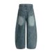 Unique Inverted Wide-Leg Denim Men's High Street Trend Deconstructed Design Washed And Faded Scimitar Pants_mkmklike.com
