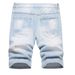 "Men's Slim Fit Denim Shorts – Mid Waist Casual Summer Shorts With Five-Pocket Design (Sizes 28-42, Blue/Black/Light Blue)"_mkmklike.com