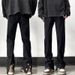 Nordmann Black Jeans Men's Autumn And Winter Style Loose Straight Buttoned Split High Street Trend American Retro Casual Pants_mkmklike.com