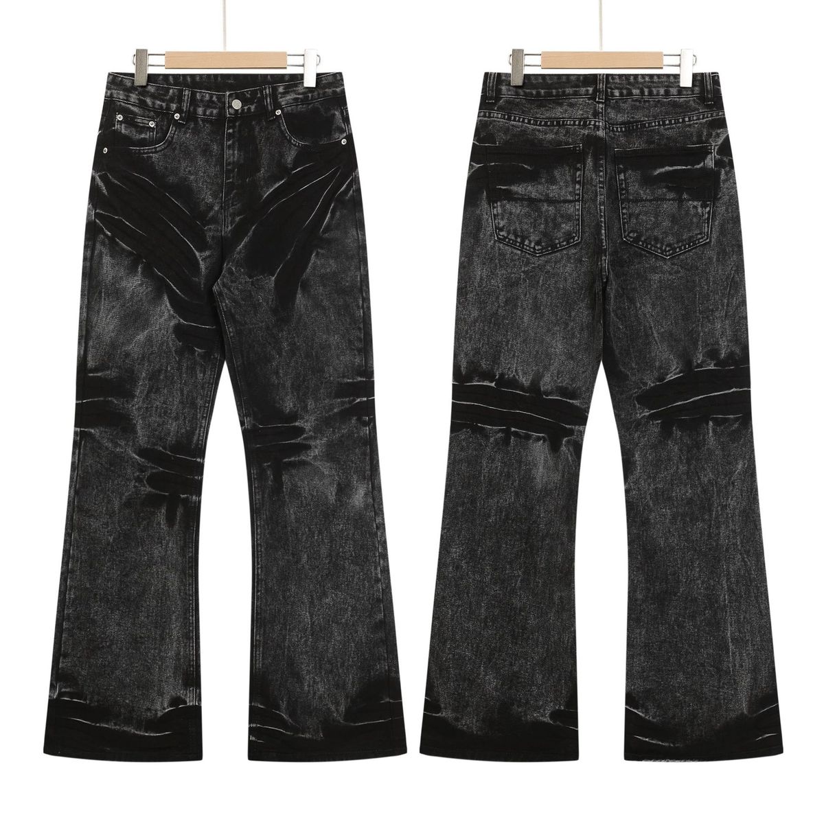 Pulse Retro Distressed Tie-Dye Jeans European And American High Street Vibe Design Sense High-End Straight-Leg Pants For Men_mkmklike.com
