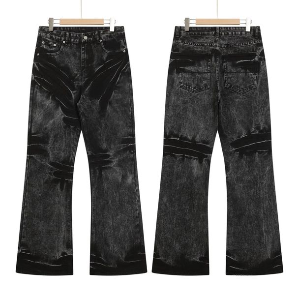 Pulse Retro Distressed Tie-Dye Jeans European And American High Street Vibe Design Sense High-End Straight-Leg Pants For Men_mkmklike.com