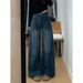 Women's High Waisted Straight Leg Jeans - Retro Washed Denim Pants With Fleece Lining, Plus Size Wide Leg Trousers For Pear Shape & Curvy Women_mkmklike.com