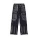 Men's Clothing High Street Niche Design Work Jeans Men's Loose Straight Autumn And Winter Raw Edge Casual Trousers Trend_mkmklike.com