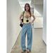 ICC Spring New High-Style Dark Blue Scythe Pants With Unique Pockets For Women 10643_mkmklike.com
