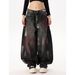 Men's Clothing Men's Vintage High-Waisted Wide-Leg Jeans – Distressed Wash, Multi-Tone Fading, Retro Streetwear (S-3XL, Black & Faded Blue)_mkmklike.com