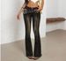 Women's Clothing Low Rise Flared Pants Sun Buckle Frayed Hem Flattering Straight Leg Cut Denim Clothing_mkmklike.com