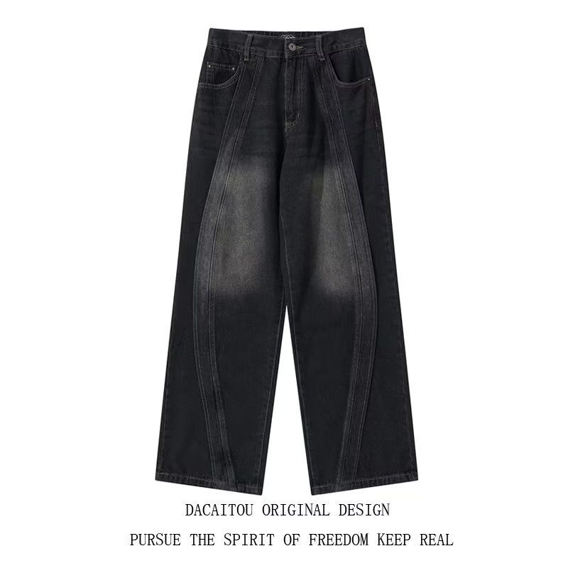 Streetwear Slim Fit Stretch Denim Jeans For Men & Women | Oversize Hip Hop Fashion | Korean Style High Waist Straight Leg Pants_mkmklike.com