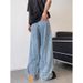 Hong Kong Style Design Wide-leg Jeans Men's Slightly Pulled Loose Large Size Light-colored Pants_mkmklike.com