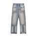 Washed Distressed Ripped Jeans For Men Street Style Design Frayed Edges Loose Casual Straight Long Pants_mkmklike.com