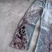 Men's Y2K Heavy Duty Floral Embroidered Jeans Street Style Midweight Straight Leg Mid Waist Black Blue_mkmklike.com