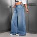 Women's Retro High Street Wide Leg Jeans Solid Color Casual Fashion Office Lady Style Spring Autumn Regular Fit Cotton Denim_mkmklike.com