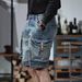 Men's Vintage Workwear Denim Shorts Classic 5 Inch Cargo Light Blue Wash Contrast Stitching_mkmklike.com