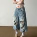 Vintage Washed Distressed Denim Capri Pants – Unisex Retro Ripped Knee & Cat Whisker Jeans (Blue, S-XXXL, Streetwear, Hip Hop Style, Comfort Fit)_mkmklike.com