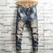 Ripped Vintage Washed Jeans For Men, Spring And Autumn American High Street Style, Trendy Slim Fit Straight Leg Pants_mkmklike.com