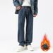 American Retro Jeans Men's Trousers Velvet Denim Trousers Men's Washed Straight Jeans_mkmklike.com