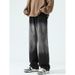 Nordmann Gradient Color Jeans Men Straight Loose Wide Leg Casual Autumn Winter American High Street Trend Hip Hop Cool Pants_mkmklike.com