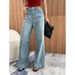 Women's Clothing High Waist Wide Leg Stretch Denim Jeans - Soft Washed Comfortable Casual Pants For Autumn_mkmklike.com