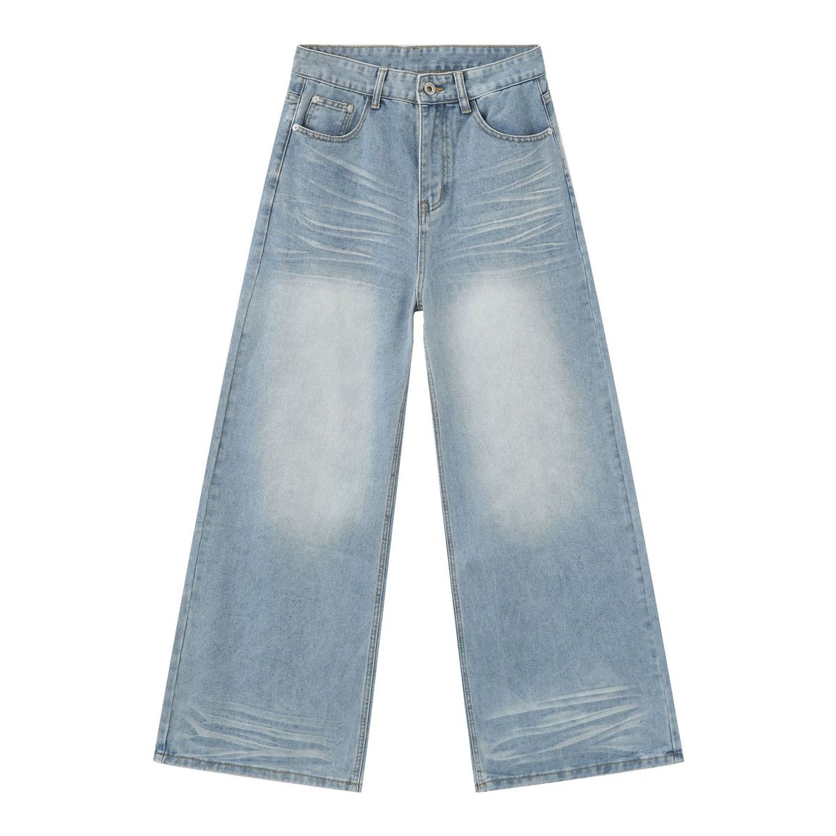 Men's Clothing Men's Vintage Washed Straight-Leg Jeans - Classic Blue Denim Pants For Casual Streetwear_mkmklike.com
