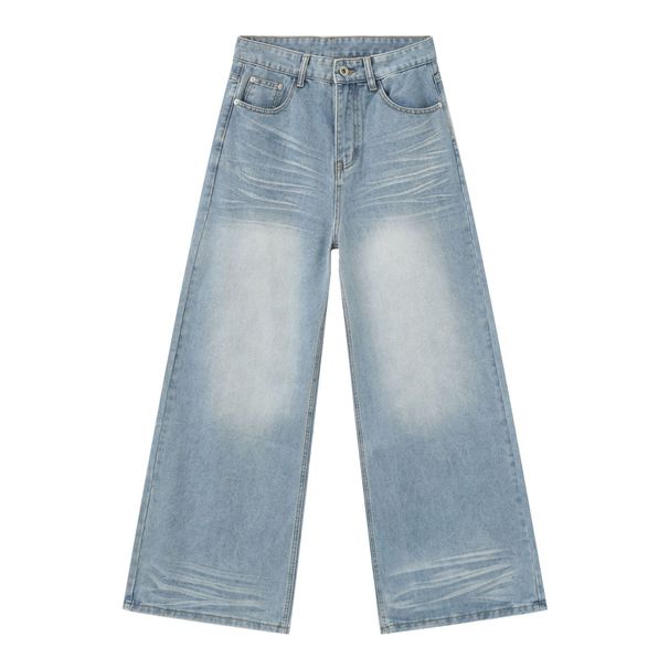 Men's Clothing Men's Vintage Washed Straight-Leg Jeans - Classic Blue Denim Pants For Casual Streetwear_mkmklike.com