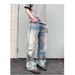 Vintage Washed High Street Relaxed Fit Straight Leg Jeans For Men & Women | Cleanfit A-Line Denim Pants | Distressed Retro Style_mkmklike.com