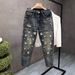 Men's Distressed Relaxed Fit Jeans – Vintage Blue Straight & Slight Flare Denim Pants (Sizes 28-36) Retro Streetwear_mkmklike.com
