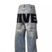 Men's Clothing Street Retro Ripped Jeans Trendy Brand Design New Loose Letter Print Straight Trousers_mkmklike.com