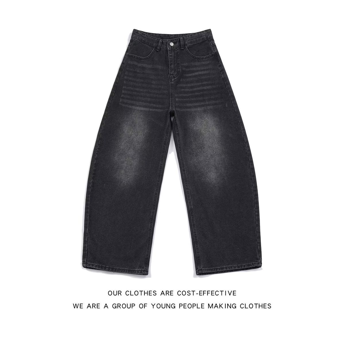"Vintage Black Distressed Dagger Print Wide Leg Jeans For Women – Retro Loose Fit Baggy Denim Pants With Artistic Wash | 90s Grunge Style"_mkmklike.com