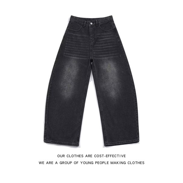 "Vintage Black Distressed Dagger Print Wide Leg Jeans For Women – Retro Loose Fit Baggy Denim Pants With Artistic Wash | 90s Grunge Style"_mkmklike.com