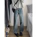 Retro Washed High Street Blue Jeans Loose Fit Straight Leg Wide Leg Pants for Men Youthful Slightly Flared Vibe Style Distressed_mkmklike.com