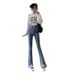 Micro-flared Pants 2025 Autumn And Winter New High-waisted Floor-length Straight Slim-fit Pencil Split Denim Women's_mkmklike.com