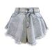 Trendy Girl Closet Trendy Girl Closet 6010#Cross-Border 2024 New European And American Style Women's Denim Shorts With Ripped High Waist Loose Tassel_mkmklike.com