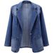 Women's Slim Fit Denim Blazer Jacket Single Button Open Front Casual Elegant Office Wear_mkmklike.com