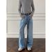 American-style Cleanfit Flared Jeans For Men, Spring Autumn, Washed And Distressed, Trendy, Plus-size, Loose_mkmklike.com