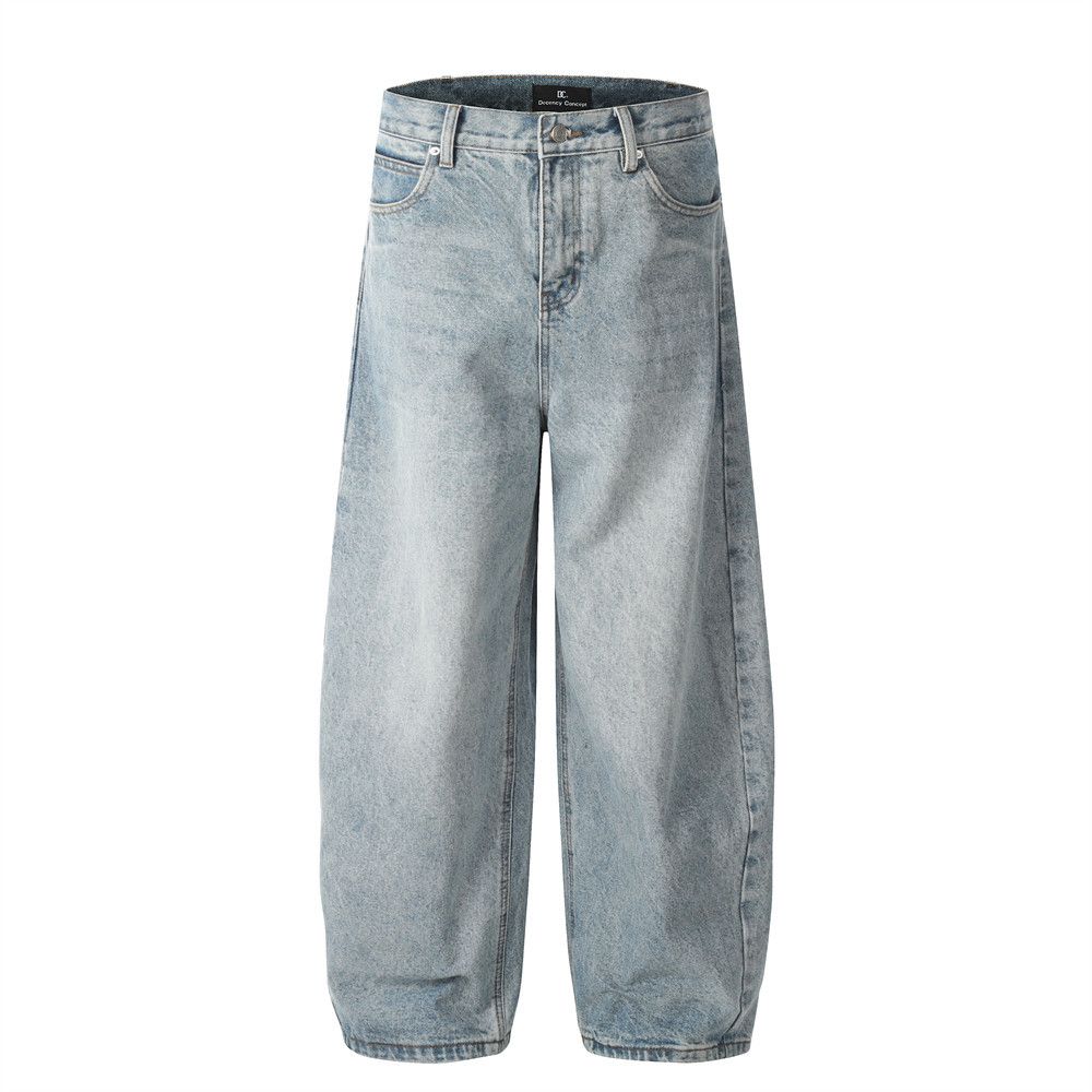 Men's Clothing Retro Fashion Basic Loose Casual Washed Casual Wide Leg Long Pants_mkmklike.com