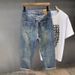 Men's Distressed Denim Jeans Casual Straight Leg Loose Fit Hip Hop High Street Washed Edgy Harem Style_mkmklike.com