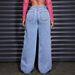 Women's Clothing High Waist Straight Leg Jeans - Butterfly Detail Washed Denim Pants For Casual & Streetwear_mkmklike.com