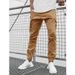 Men's Side Zipper Pocket Trim Casual Trousers Slim Fit Men's Casual Solid Color Trousers_mkmklike.com