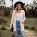 New women's clothing women's brushed pit strip solid color long-sleeved women's cardigan jacket_mkmklike.com