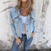 Women's Cropped Denim Jacket – Lightweight, Button-Up Collar, Stylish Pockets For Spring & Summer_mkmklike.com